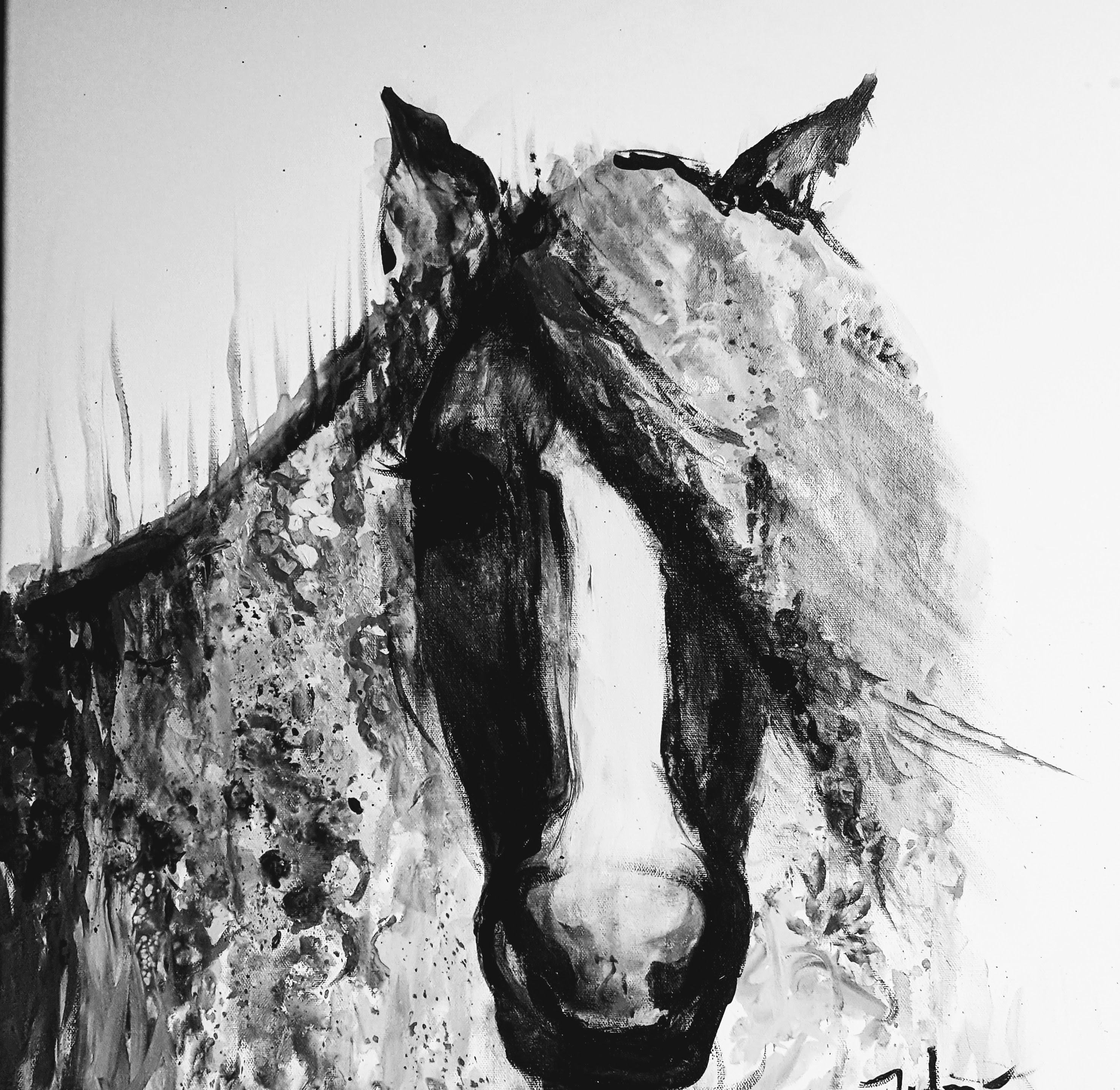 Abstract Acrylic Pour Horse Print by Joseph